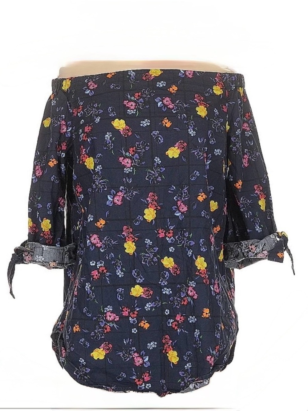 Babaton Navy Off-Shoulder Floral Top